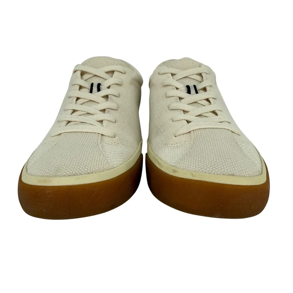 Rothy's The Lace Up Sneaker Bone White Knit Gum Sole Womens 9 Low Top Lace Up
